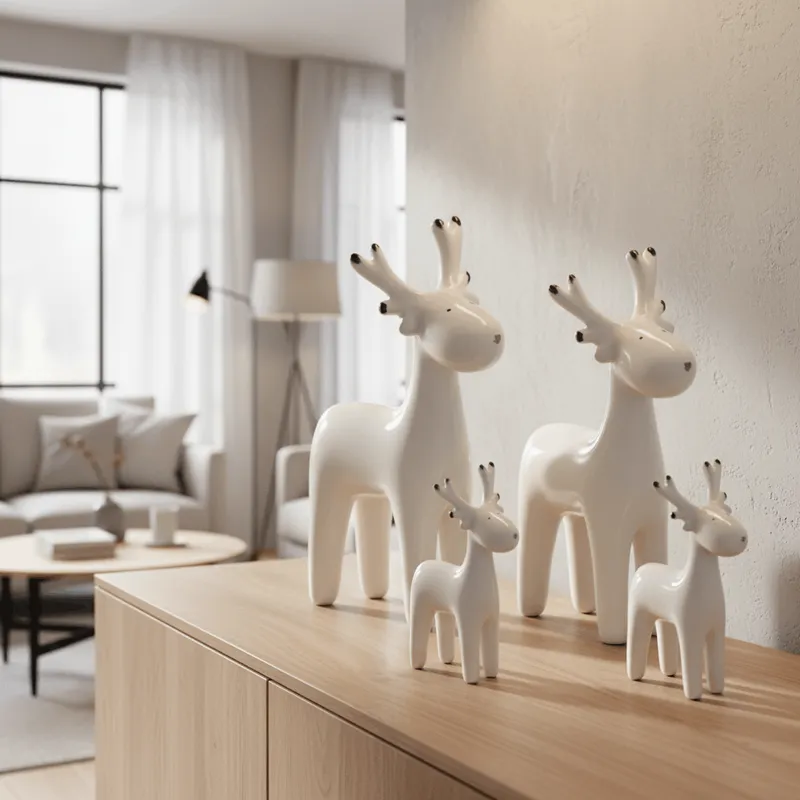 Organized white shelving unit displaying dinnerware and decor