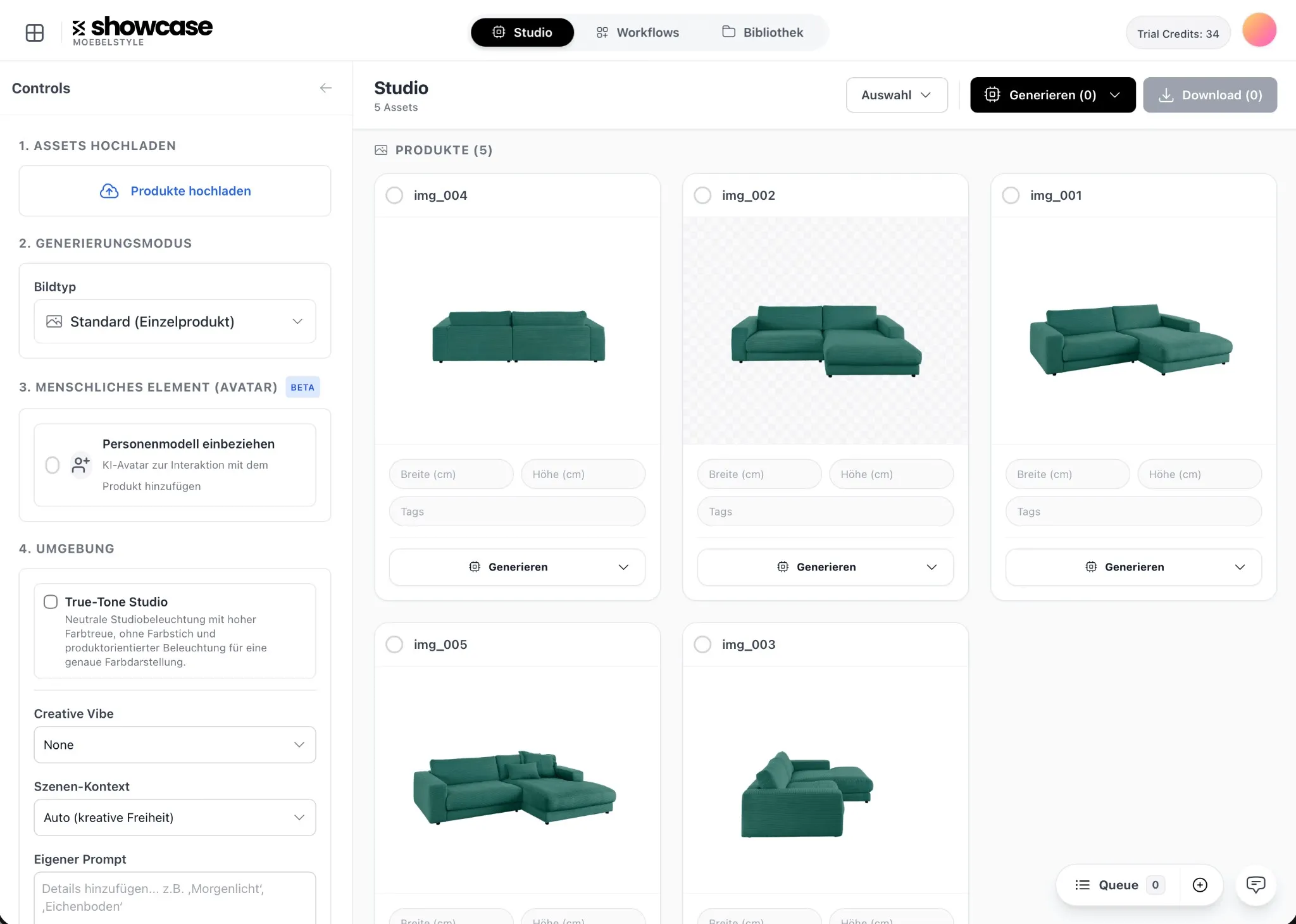 showcase.ai dashboard